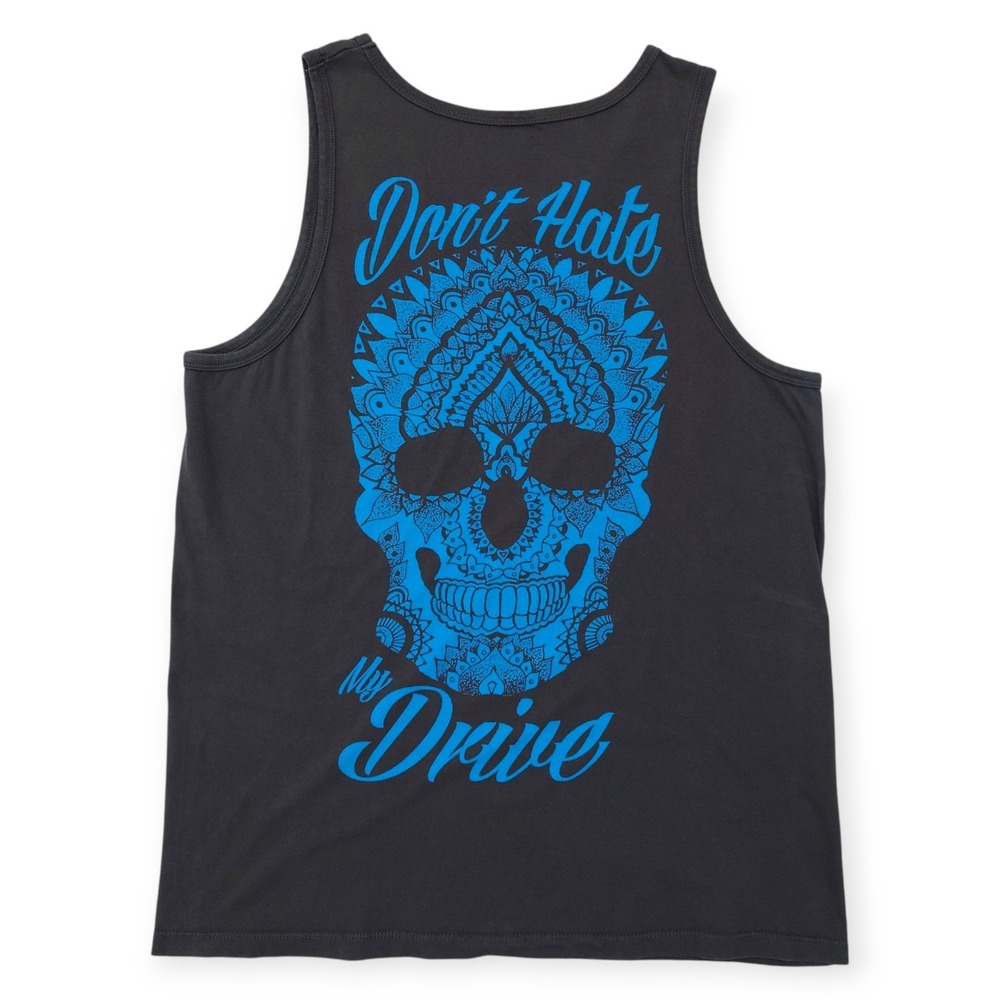 The Drive Clothing Tank Top Men L Graphic T-Shirt Sugar Skull Cotton Gray USA